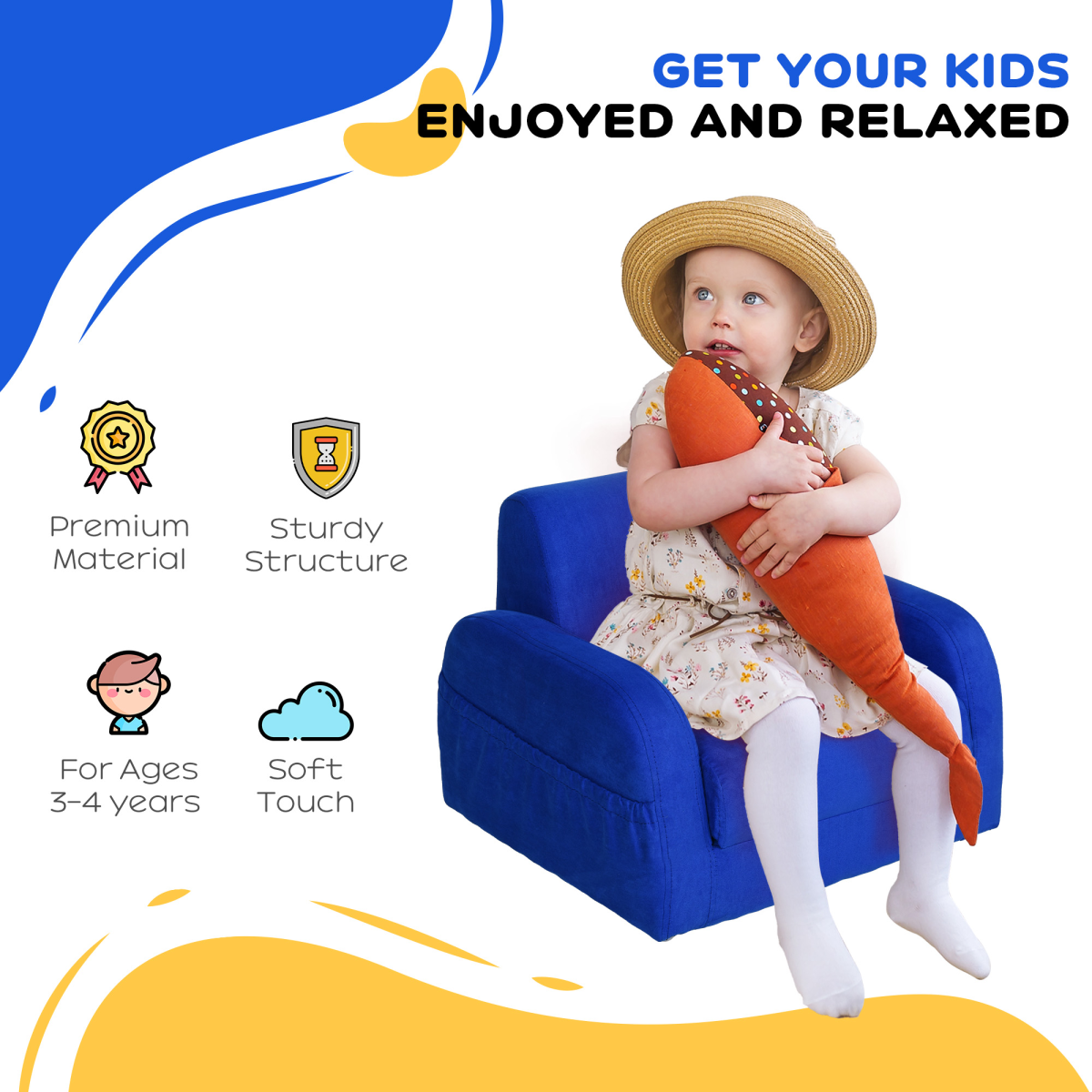 2 In 1 Kids Sofa Armchair Chair Fold Out Flip Open Baby Bed Couch Toddler Sofa