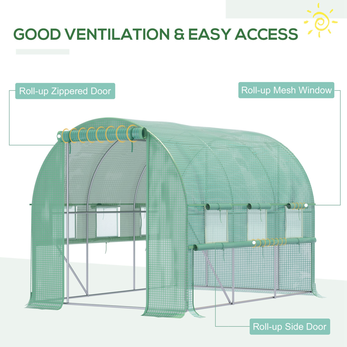 Large Outside Garden Plant Greenhouse Hot House w/ Zipped Doors Green