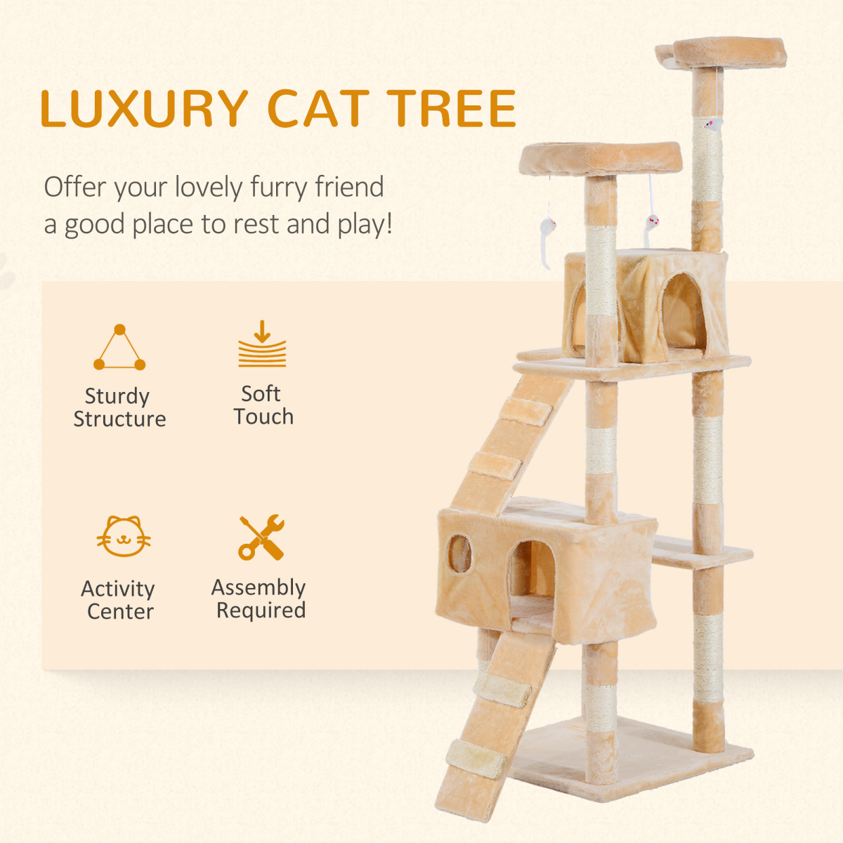 Cat Tree Kitty Activity Play Center Scratching Scratcher House Furniture 170CM