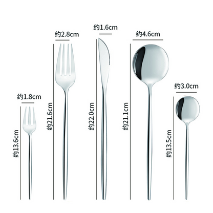 30pc CUTLERY DINNER SET STAINLESS STEEL METAL STAND RACK FORKS TEA SPOONS POLISH