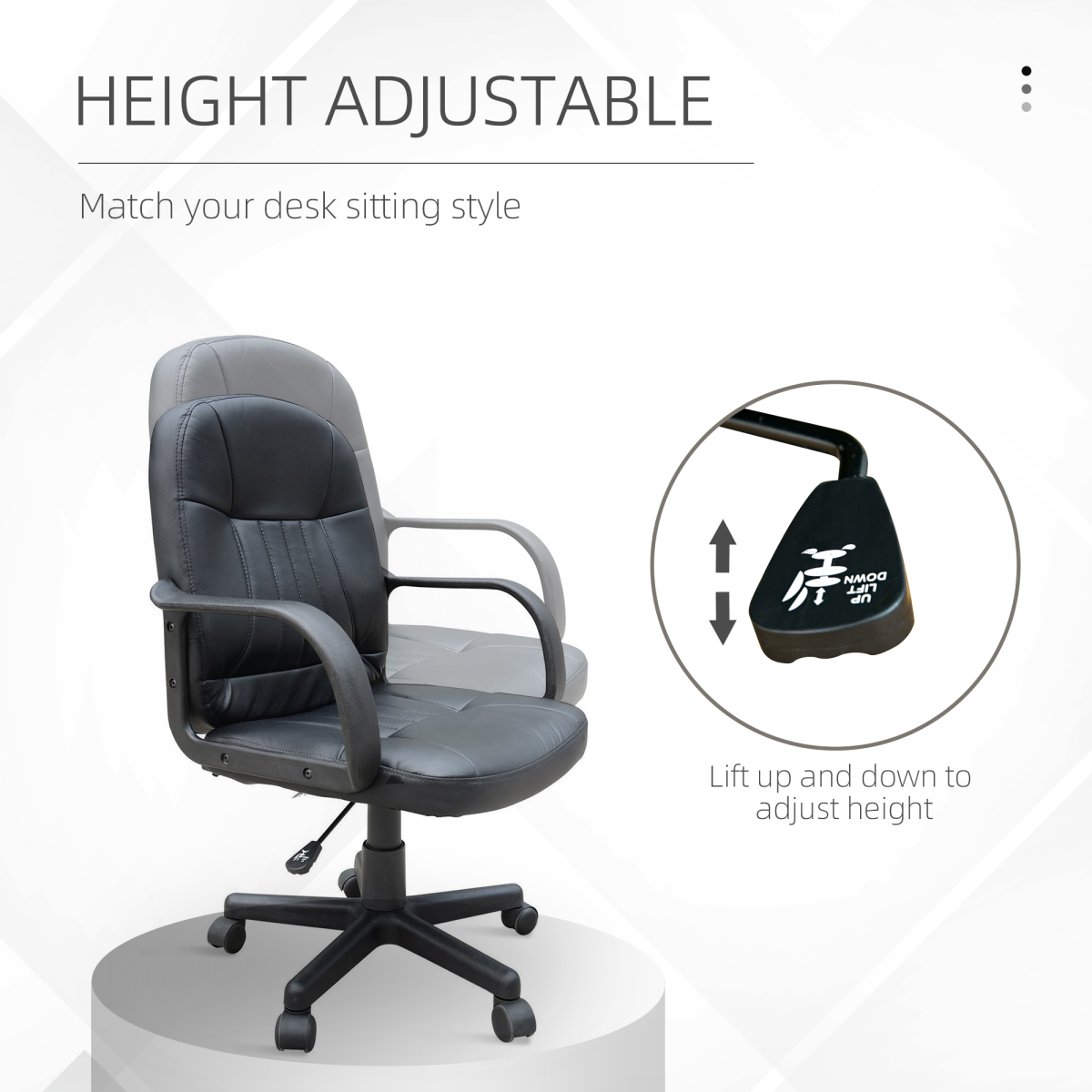 HOMCOM PU Leather Office Chair Swivel  Mid-Back Computer Desk Chair, Black