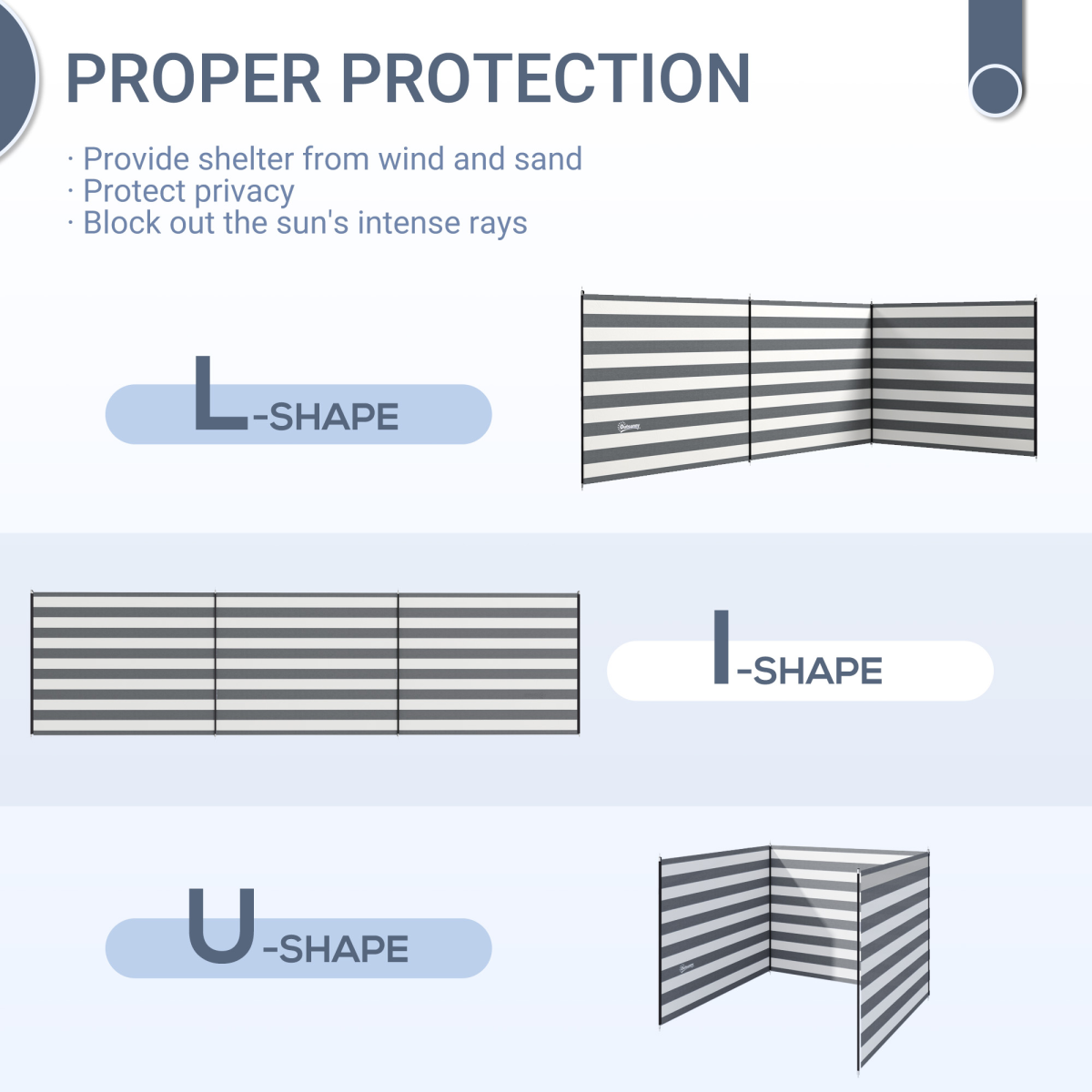 Outsunny Camping Windbreak Portable Wind Blocker Privacy Wall, 540cm x 150cm