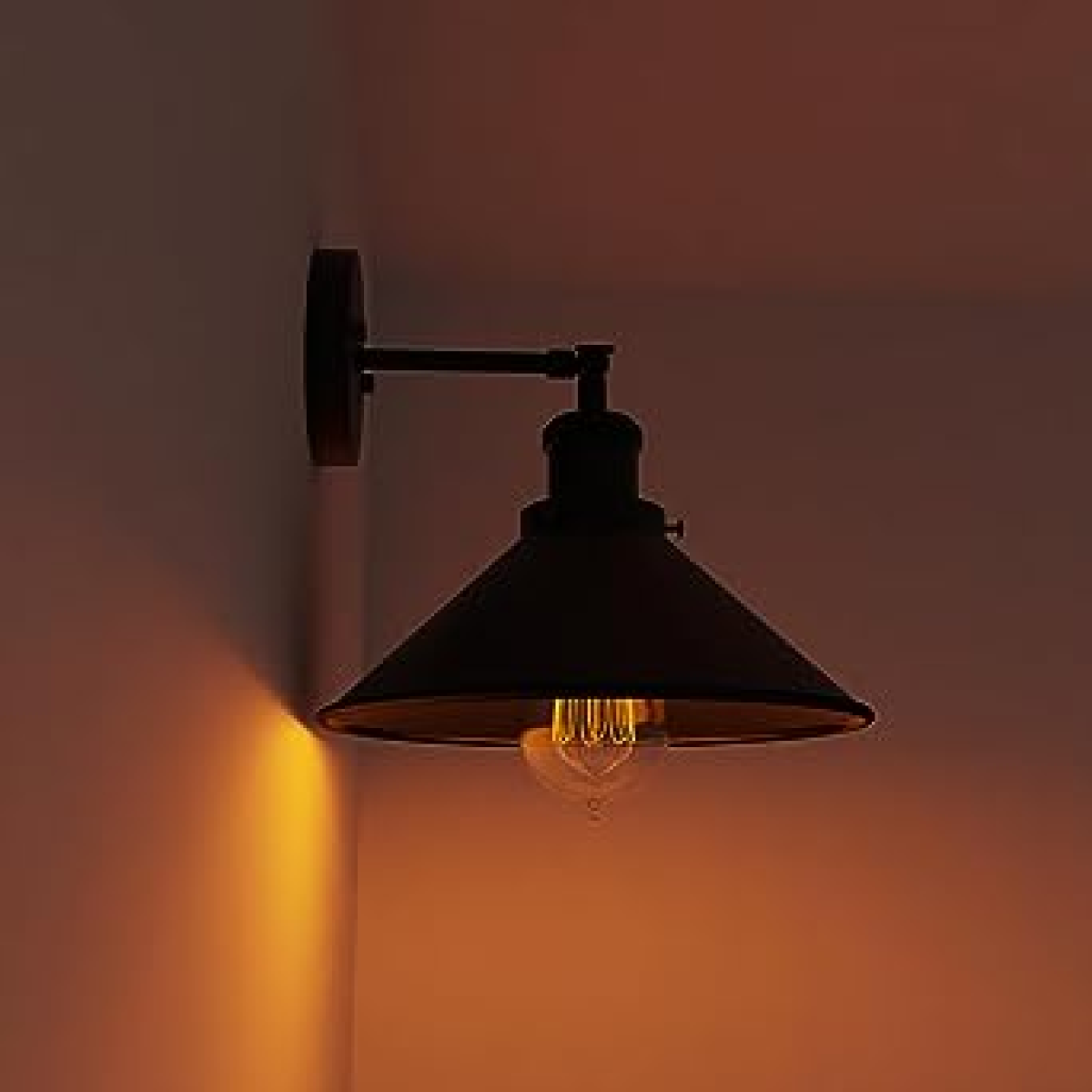 Wall Sconce Black Cone Shape Shade ~1502