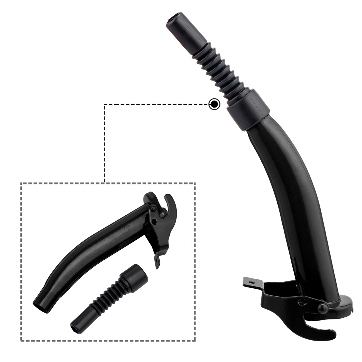 1PC 5L Black Iron Oil Can with 0.6mm Spout, Heavy-Duty Metal Lubricating Oil Dispenser