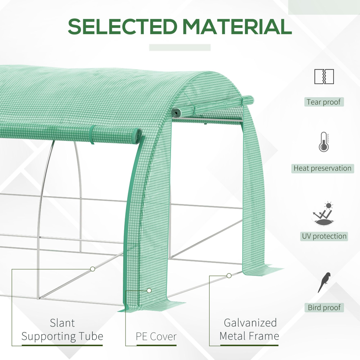6 x 3 x 2 m Polytunnel Greenhouse Pollytunnel Tent w/ Steel Frame Green