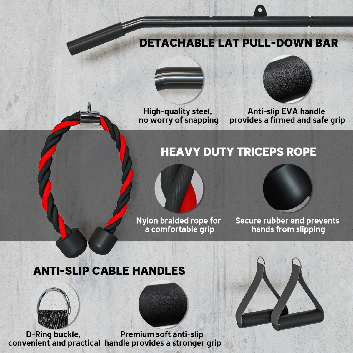 Weight Cable Pulley System for Home Gym with Universal Loading Pin