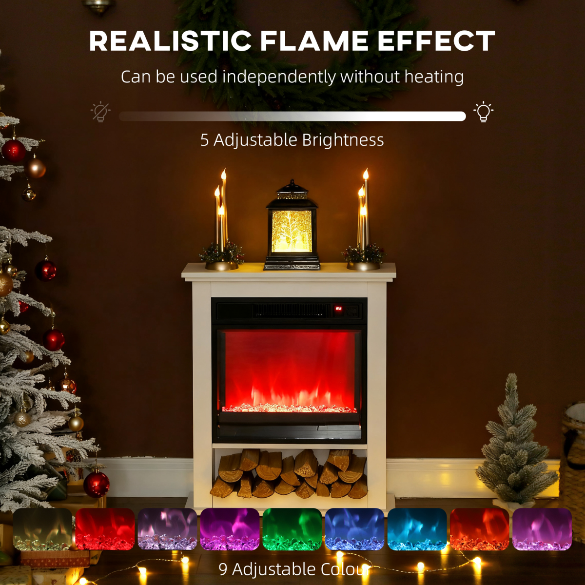 HOMCOM 1800W White Electric Fire Reach up to 30㎡ Space