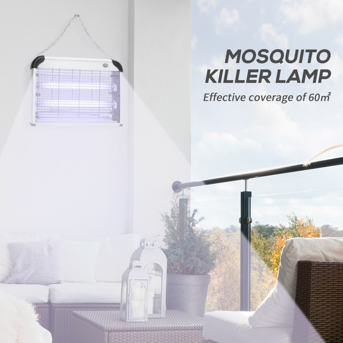 Outsunny 20W Mosquito Killer Electric Insect Fly Pest Control, Silver