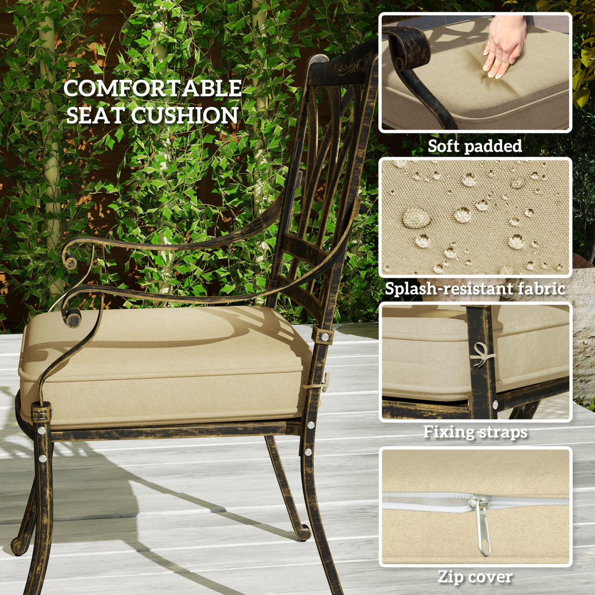 Elegant Nine-Piece Dining Set with Cushions & Parasol Hole for Outdoor Use