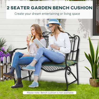 2 PCS Patio Bench Swing Chairs Garden Chairs 2 Seat Cushion Mat Strips Green