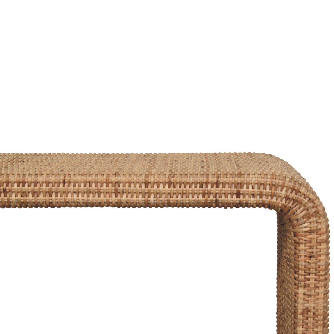 Artisan Furniture Solid Wood Rattan Weave Bench, Beige
