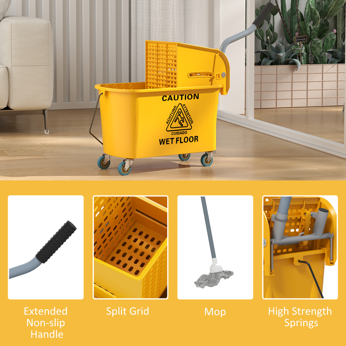 Mop Water Bucket Wringer Cart