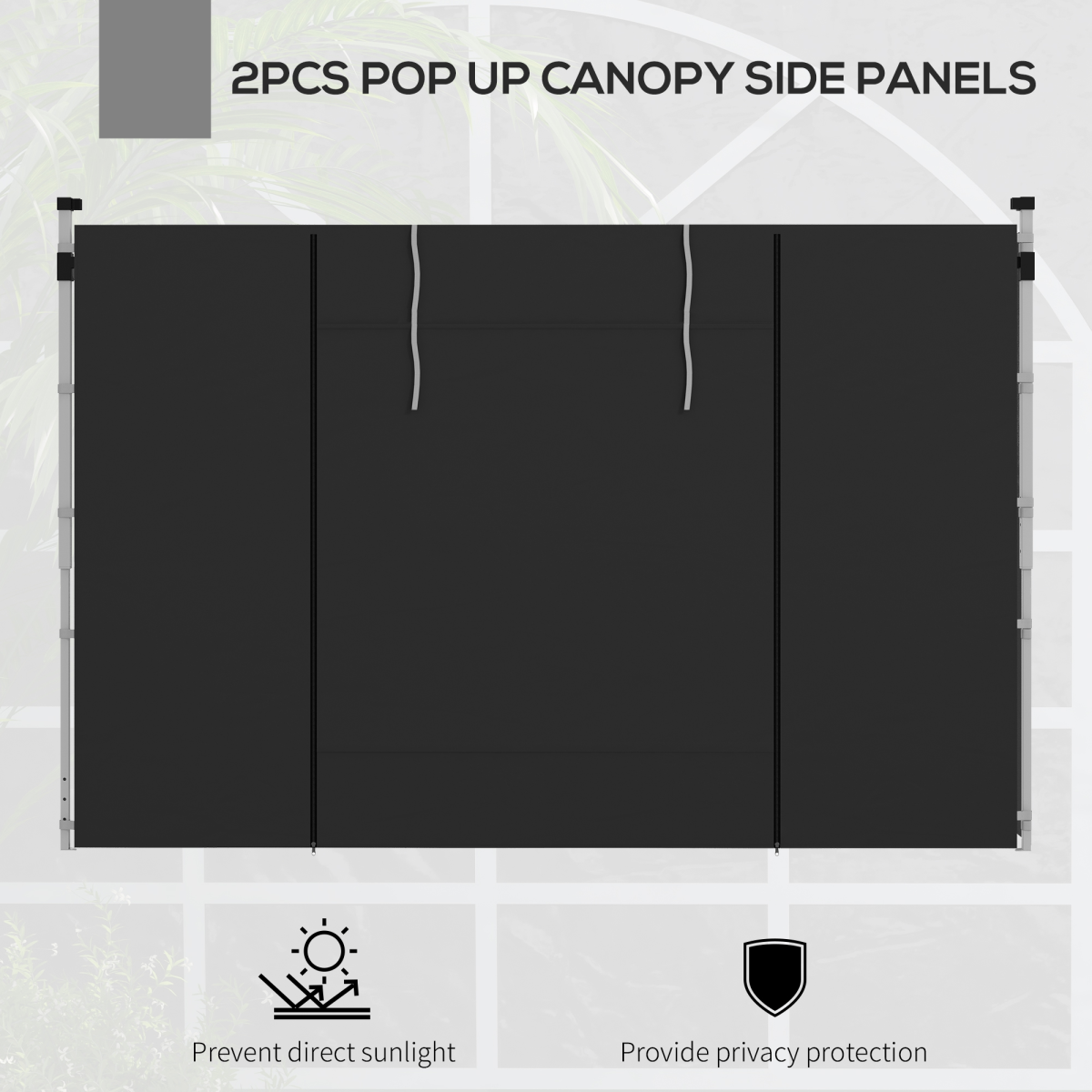 Outsunny 3x3(m) or 3x6m Pop Up Gazebo Side Panels Replacement, 2 Pack, Black