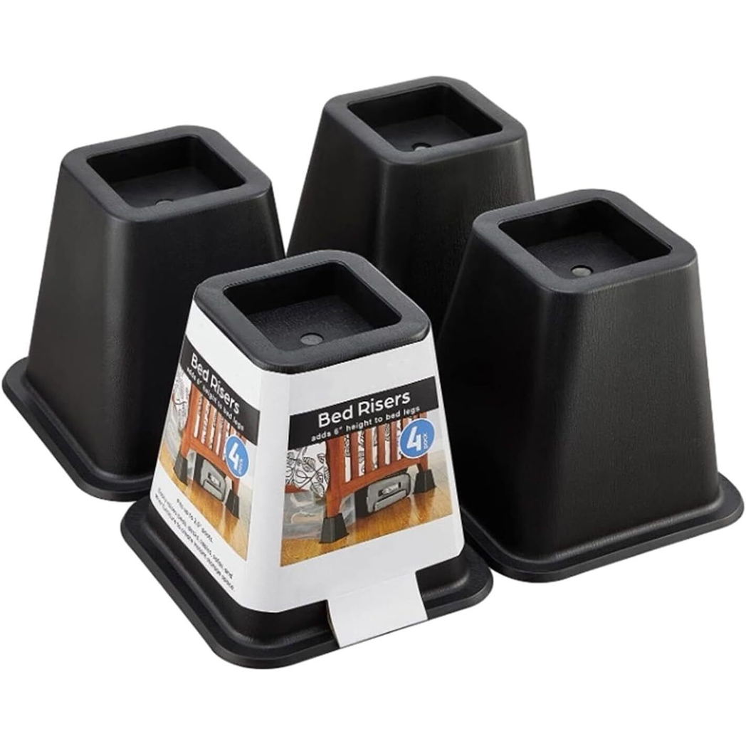 4X 6" Heavy Duty Bed Chair Risers Feet Leg Lift Furniture Extra Raisers Stand UK