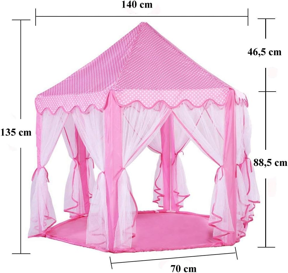 Pink Fairy Princess Hexagon Tent with LED Lights – Indoor & Outdoor Playhouse great Christmas present