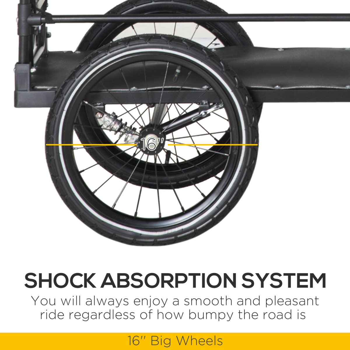 HOMCOM Bike Trailer Wagon Bicycle Cargo Trailer with Suspension, 2 Wheels, Black