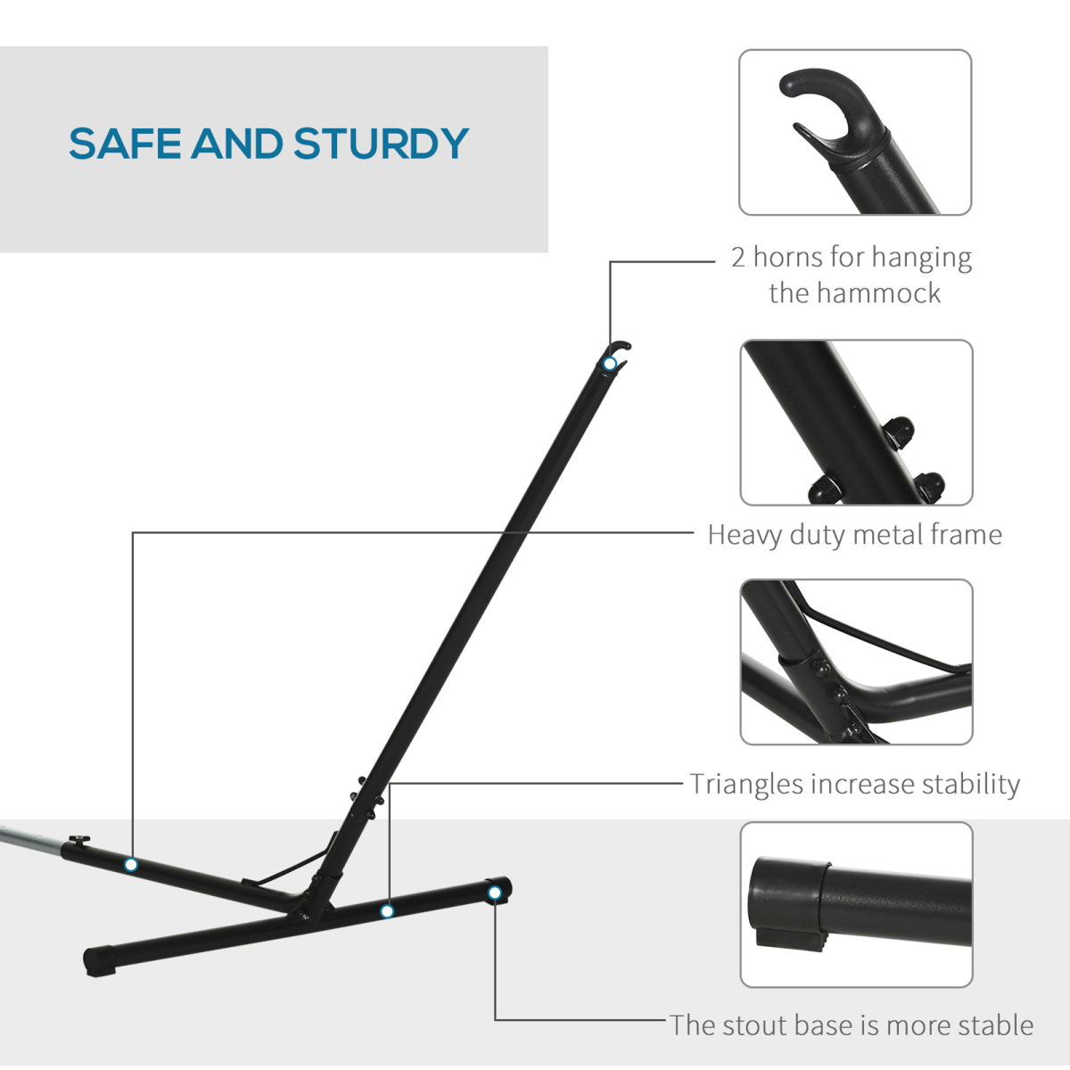 12ft/3.8m Hammock Stand Adjustable Universal Fit Garden Camping Picnic