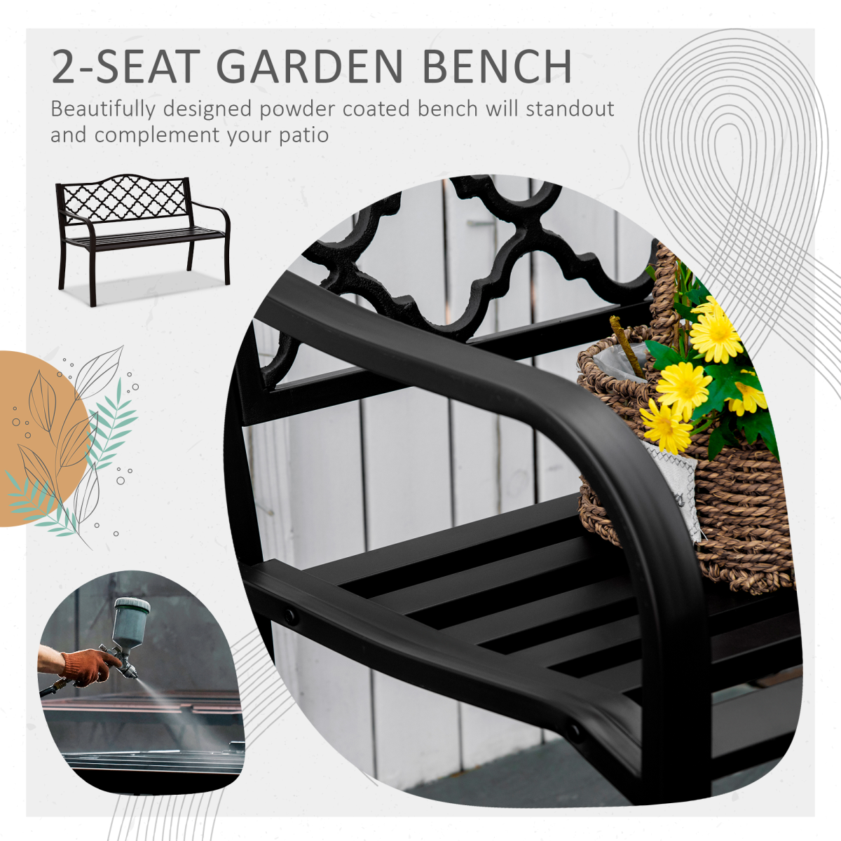 Cast Iron Front Porch Bench Mesh Patio Folding Rocking Set Lawn Furniture