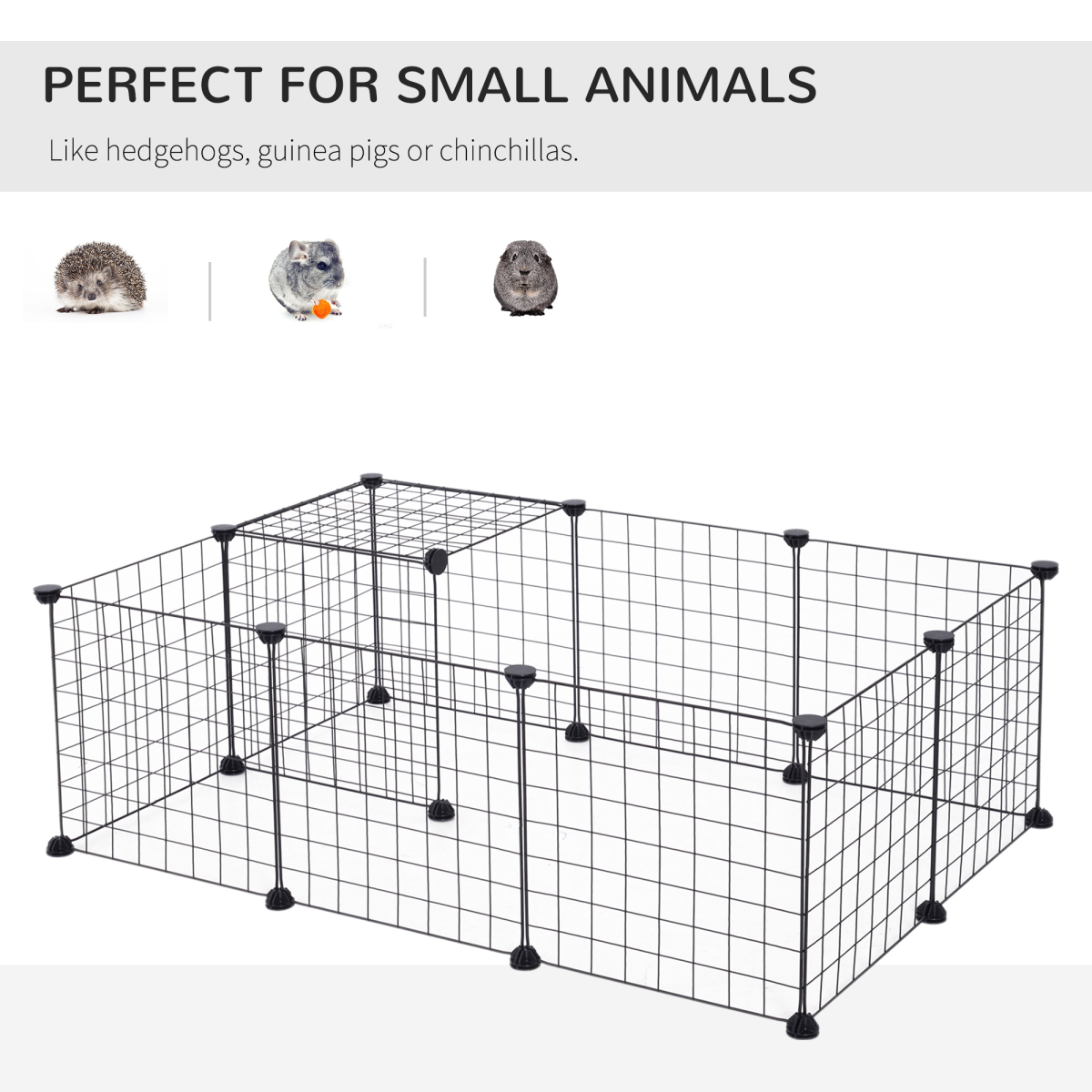 DIY Pet Playpen Metal Wire Fence 12-Panel Guinea Pig Small Animals Cage Black