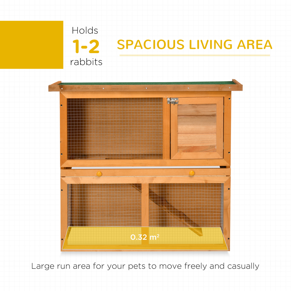 2-tier Rabbit Hutch Small Animal Wooden Bunnies House Outdoor Backyard 2 Sizes