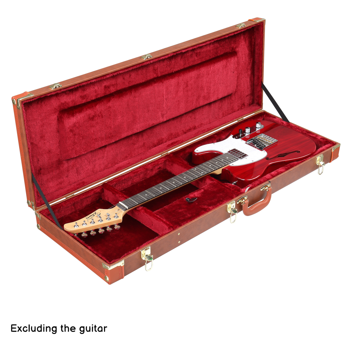 【Replace 82303602】 Electric Guitar Square PU Hard Case Fits ST TL Burning fire 170 Style Electric Guitar Brown