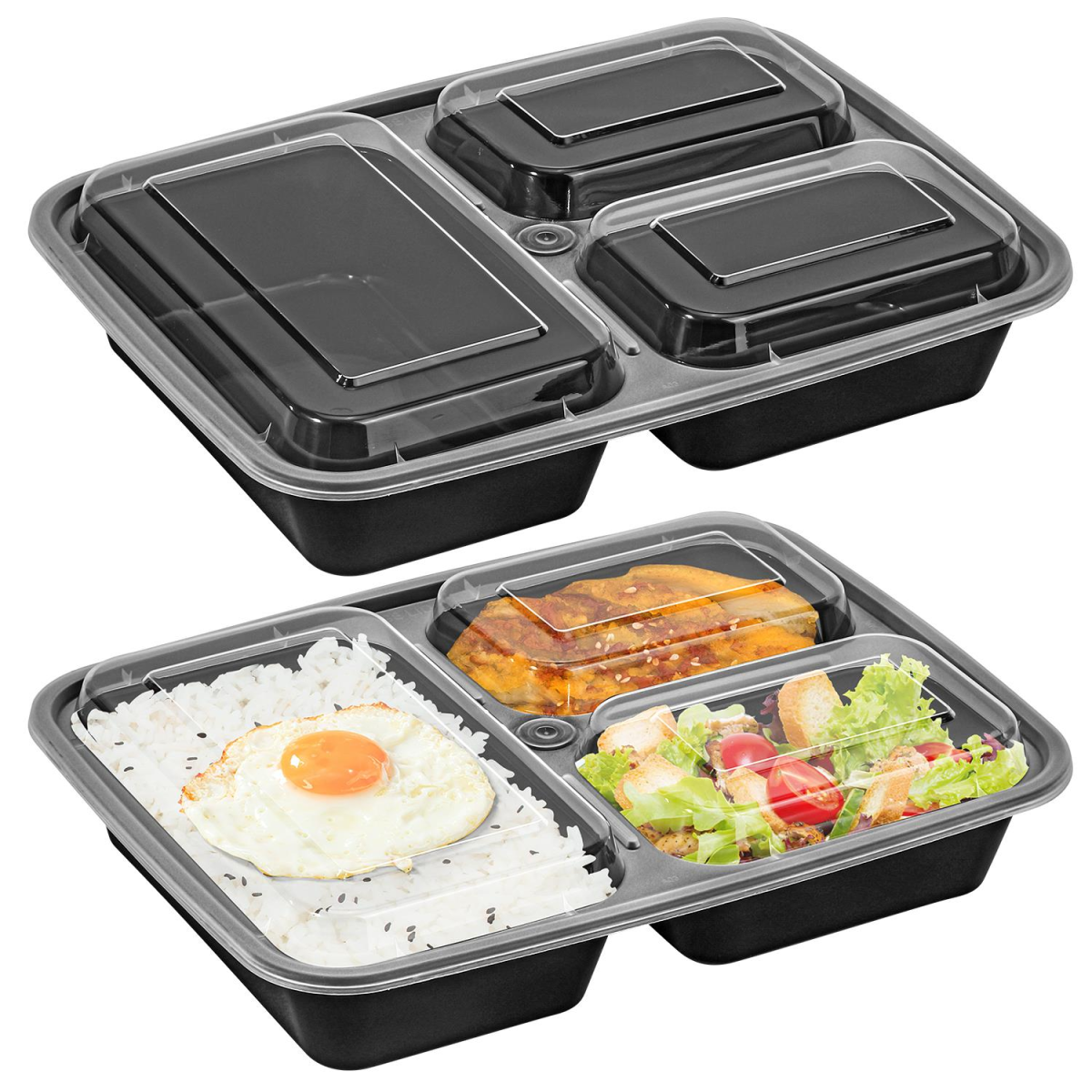 VINSANI 10pk 3 COMPARTMENTS MEAL PREP CONTAINERS 1010425