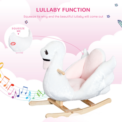 Kids Rocking Horse Ride On Swan Toy w/ Music Safety Seat for Toddler HOMCOM