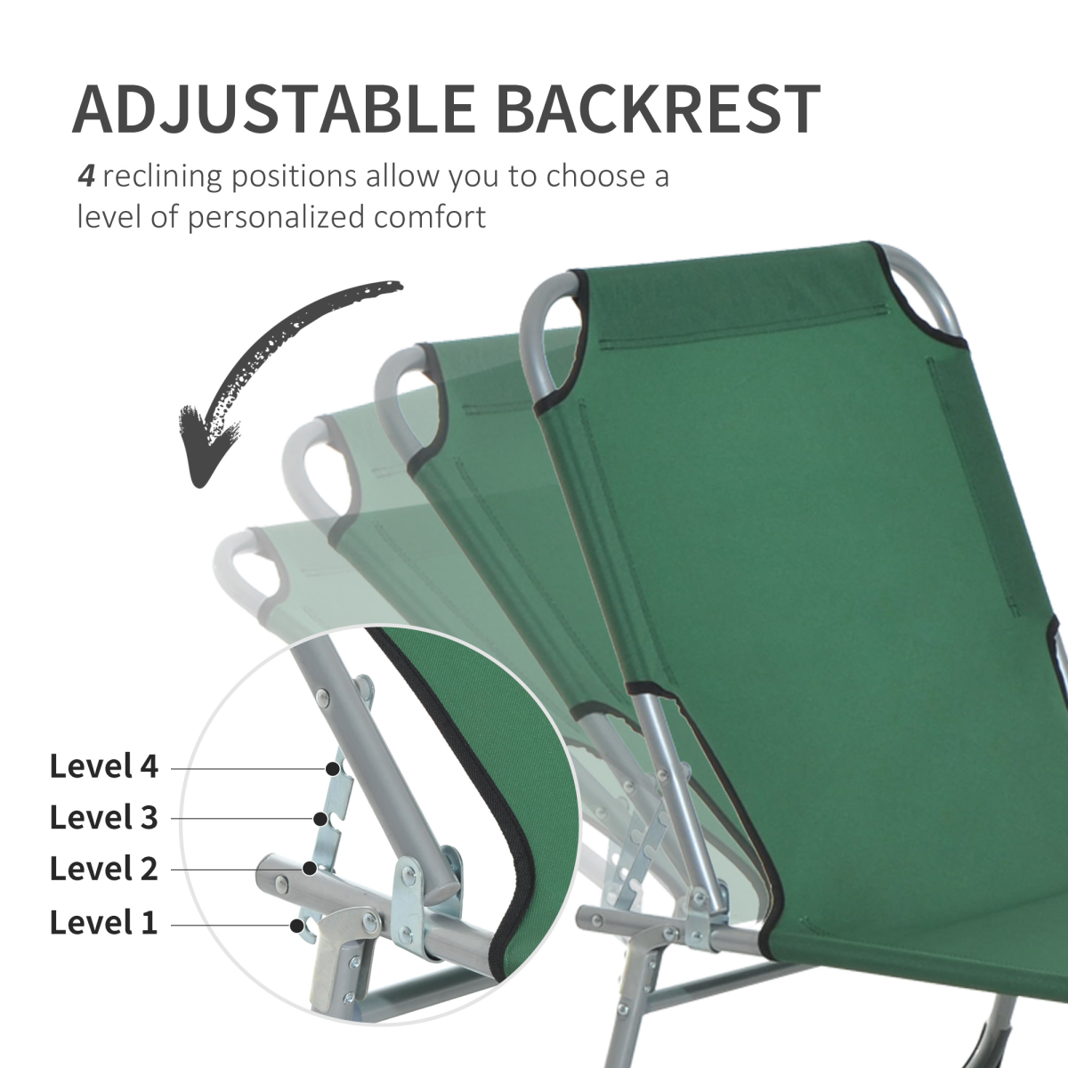 Camping Cot Picnic Sun Lounger Portable Folding Chair Patio Green Outsunny