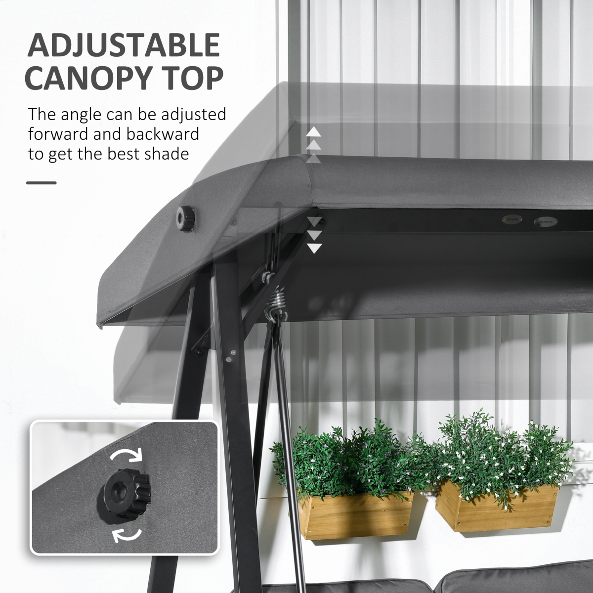 Outsunny 2 Seater Garden Outdoor Swing Chair Hammock w/ Adjustable Canopy