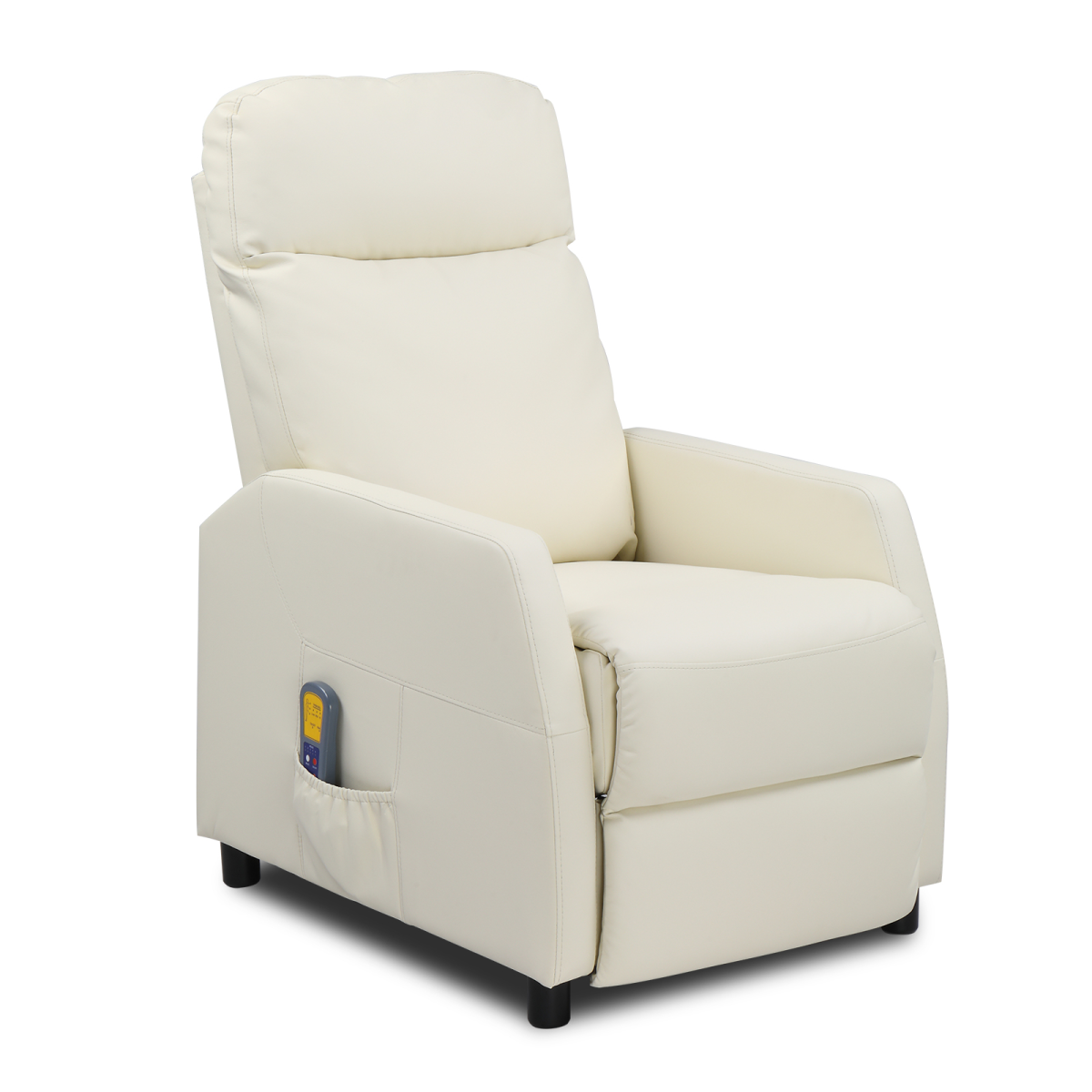PU With 6-Point Massage Heating Function Recliner Cream White