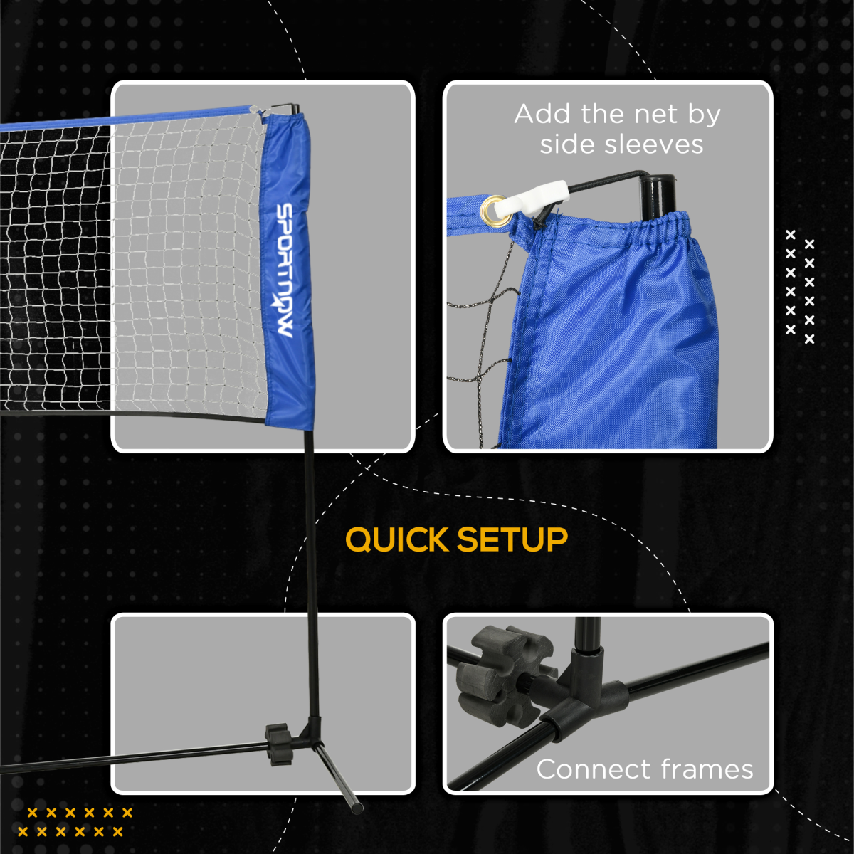 SPORTNOW 4m Badminton Net, Adjustable Sports Net for Tennis, Volleybal, Blue