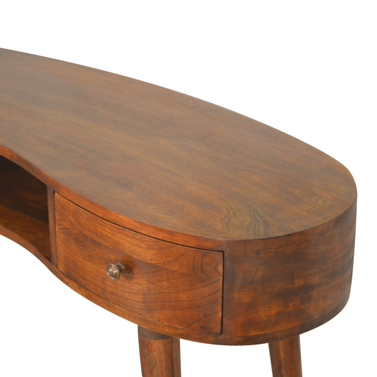 Artisan Furniture Solid Wood Chestnut Wave Writing Desk, 2 Drawers, 1 Shelf, Brown