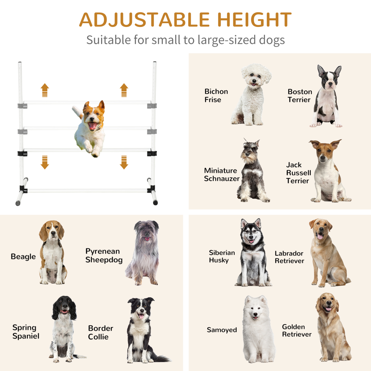 New Canine Agility Set Dog Jumping Training Obstacles Course Free Standing