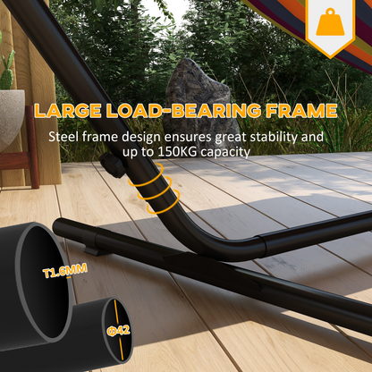 Outsunny Hammock Stand with Side Tray, Steel Frame Hammock Stand, Black