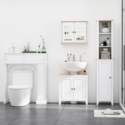 kleankin Bathroom Mirror Cabinet Wall Mounted Storage Cupboard W/ Double Door