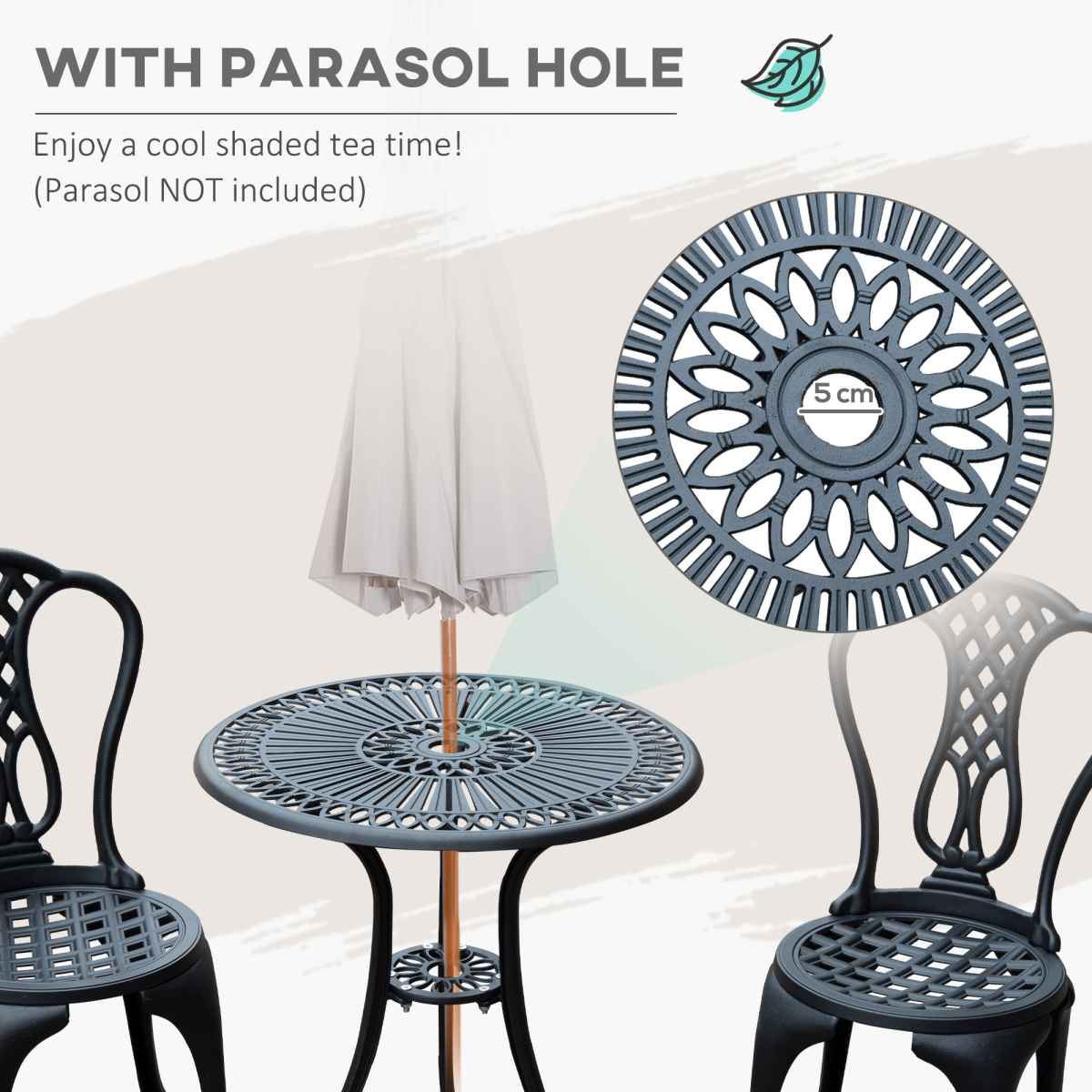 3 Pc Cast Aluminium Bistro Set