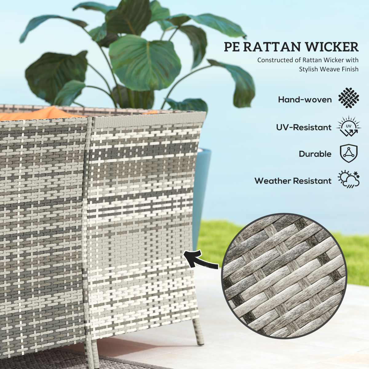 Outsunny 6 PCs Patio wicker Sofa Set Rattan Chair Furniture, Orange
