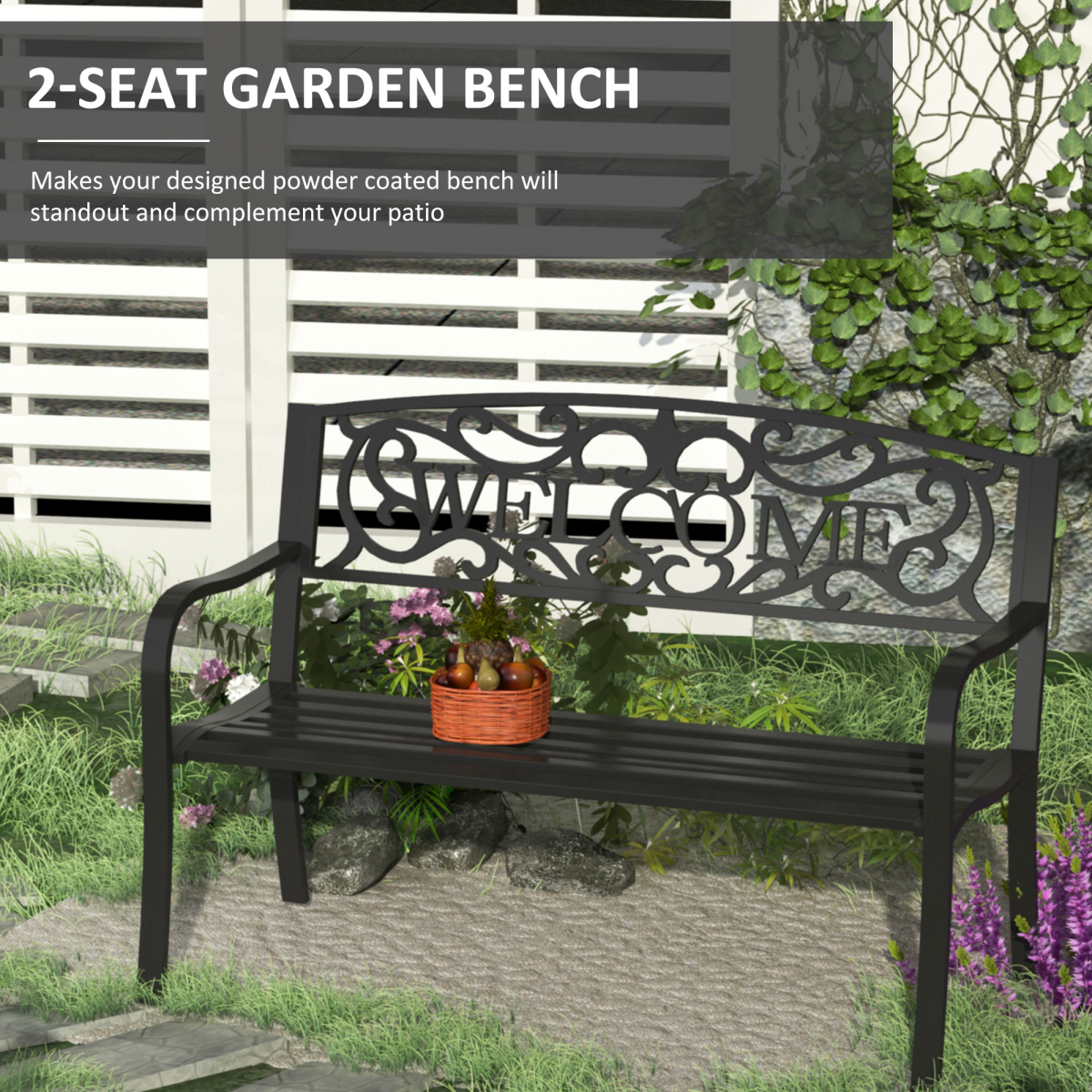 126Lx60Wx85H cm Steel Bench-Black