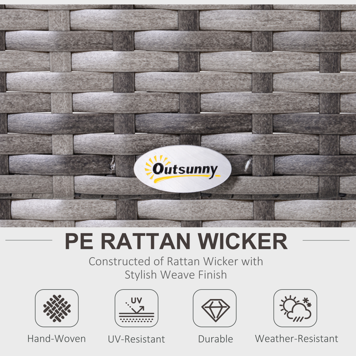 4-Seater Half Moon Shaped Rattan Outdoor Garden Furniture Set Grey