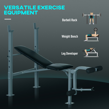 Adjustable Multi Gym Weight Bench Barbell Stand Chest Leg Abs Training HOMCOM