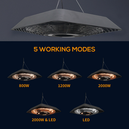 Outsunny 2000W Patio Electric Hanging Ceiling Heater Halogen Remote Aluminium