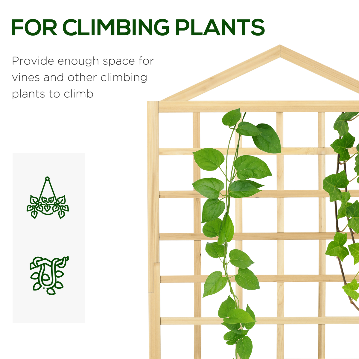 Outsunny Wooden Garden Planters with Trellis for Vine Climbing Plants, Natural