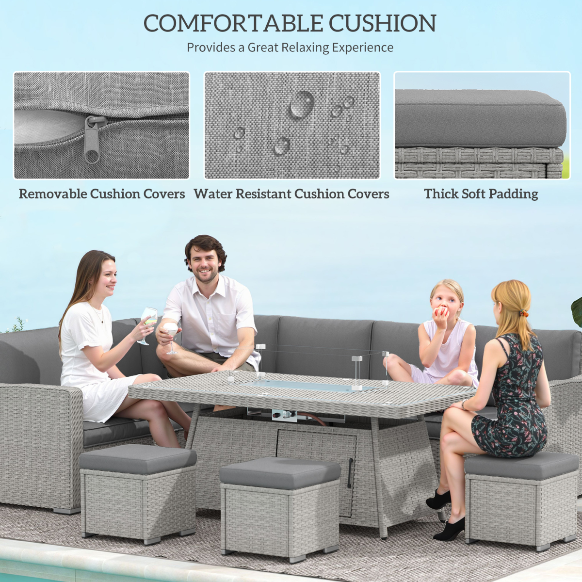 Outdoor Fire Pit Table Set - 50,000 BTU Heat Output for Relaxation
