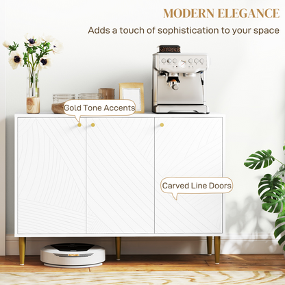 Elegant White Sideboard with Adjustable Shelves & Multi-Use Storage Cabinet