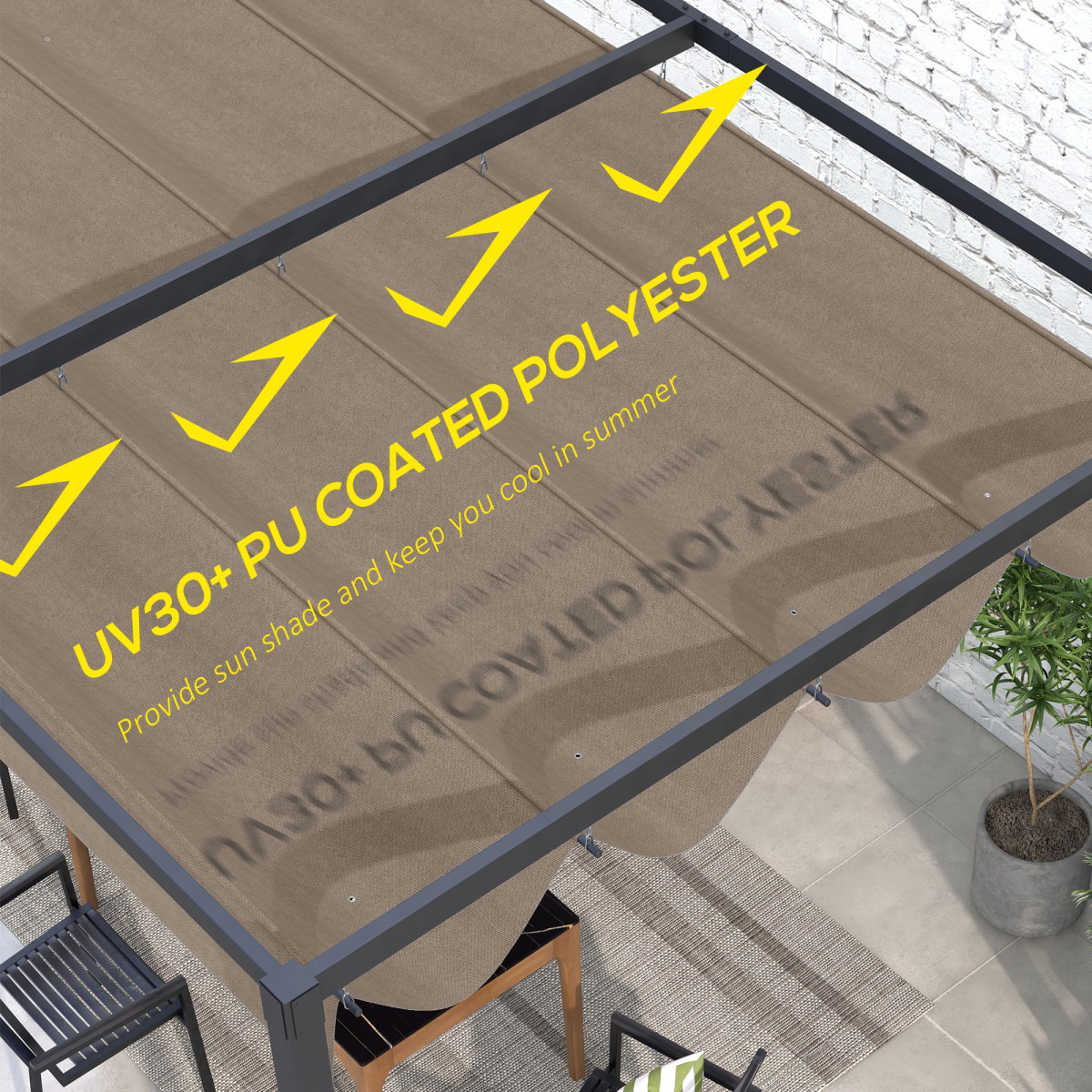Outsunny Pergola Sun Shade Cover Roof Replacement for 3 x 2.15m Pergola, Coffee