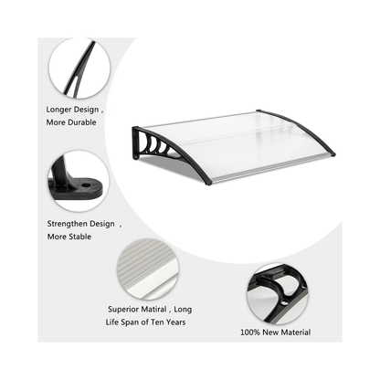 【Same Code：48202358】HT-120 x 80 Household Application Door & Window Rain Cover Eaves Canopy White & Black Bracket