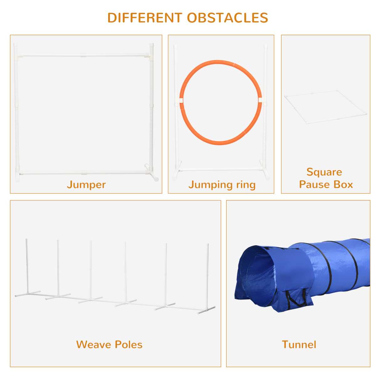 Six-Piece Dog Agility Equipment Set with Carry Bag - Multicoloured
