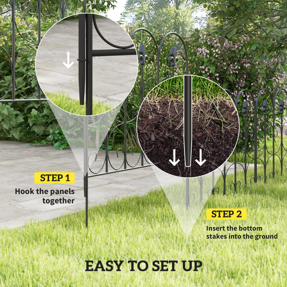 5PCs Decorative Garden Fencing Metal Border Edging