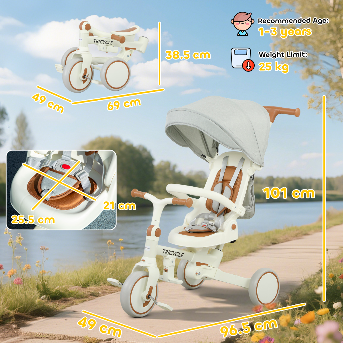 Kids Trike with Adjustable Backrest