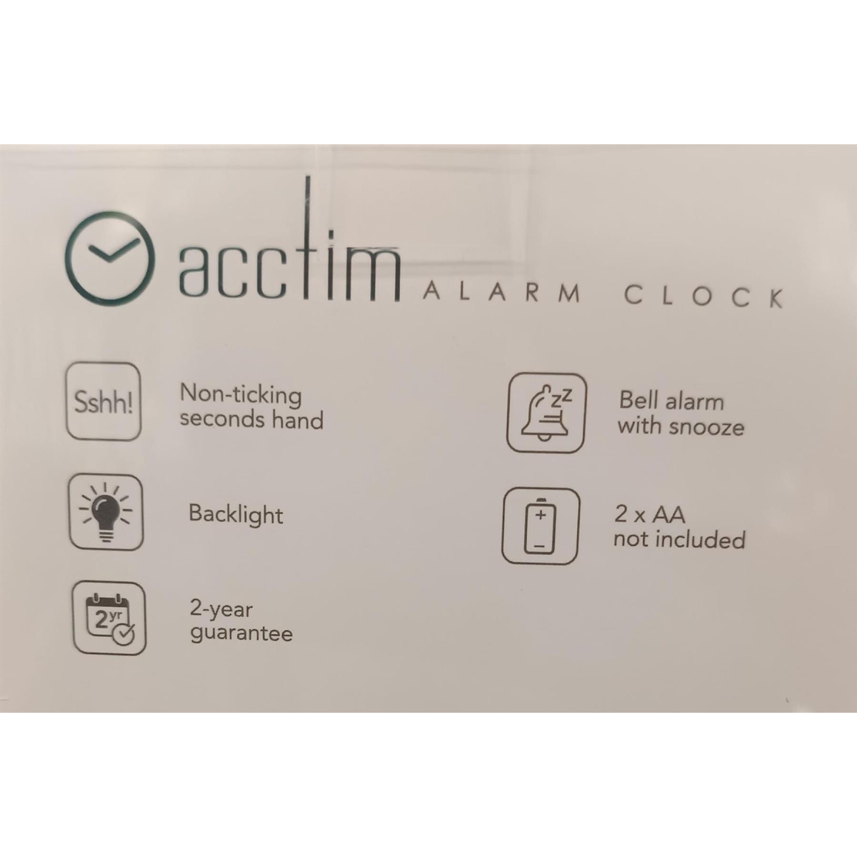 Acctim Parker Non-Ticking Sweep Loud Bell Alarm Clock in White - 16462